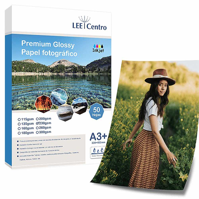 PAPEL FOTOGRÁFICO GLOSSY 230 GR / A3+ / 50 HOJAS