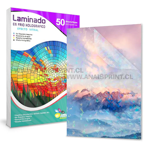 LAMINADO EN FRÍO TRANSPARENTE EFECTO VIDRIO ROTO A4 