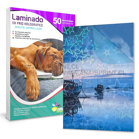 LAMINADO EN FRÍO TRANSPARENTE EFECTO ESTRELLAS A4 
