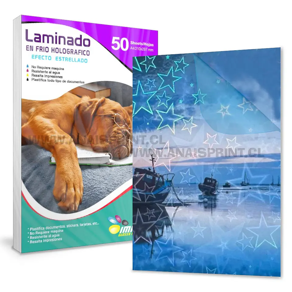 LAMINADO EN FRÍO TRANSPARENTE EFECTO ESTRELLAS A4  1
