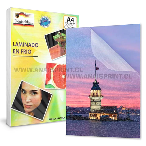 LAMINADO EN FRÍO TRANSPARENTE EFECTO GLITTER A4 