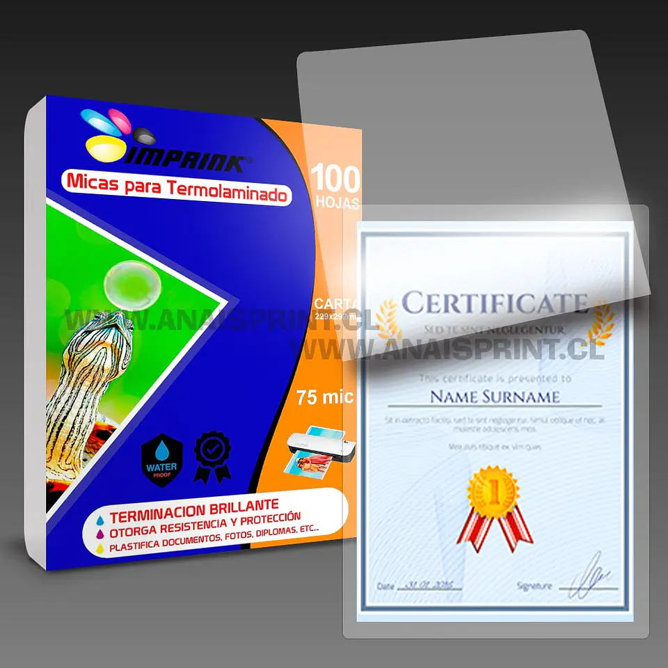 MICAS PARA TERMOLAMINADORA PLASTIFICADORA CARTA / 75 MIC 1
