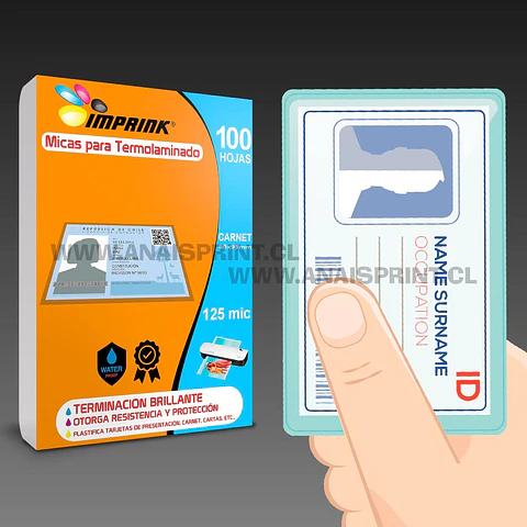 MICAS PARA TERMOLAMINADORA PLASTIFICADORA CARNET 125 MIC.