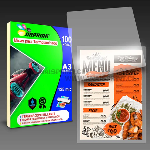 MICAS PARA TERMOLAMINADORA PLASTIFICADORA A3 / 125 MIC