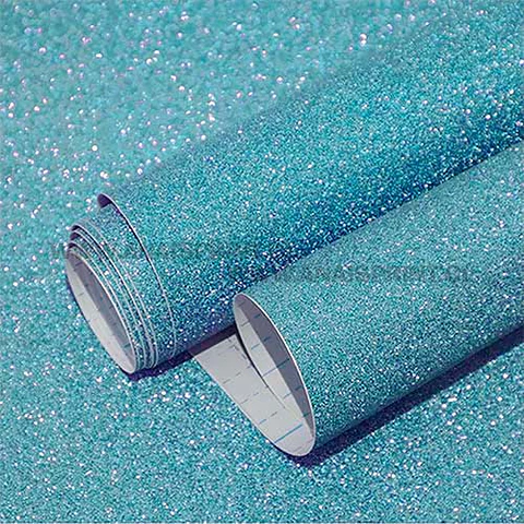 VINILO DECORATIVO ADHESIVO GLITTER CELESTE 61 CM X 1 MT