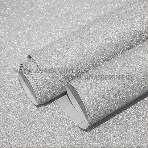 VINILO DECORATIVO ADHESIVO GLITTER SILVER 61 CM X 1 MT