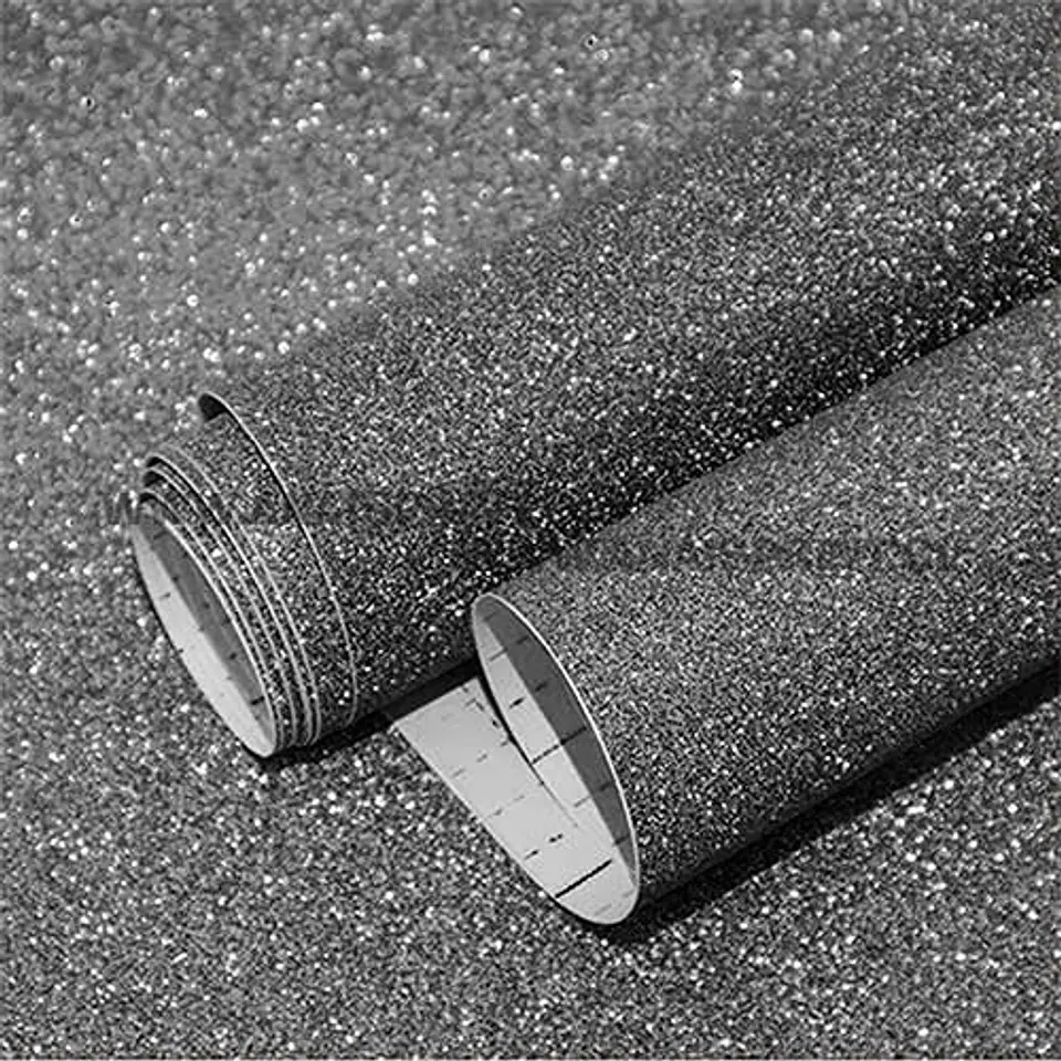 VINILO DECORATIVO ADHESIVO GLITTER NEGRO 61 CM X 1 MT 1