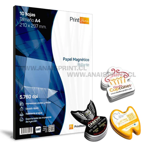 PAPEL FOTOGRÁFICO GLOSSY MAGNÉTICO IMPRIMIBLE A4 / 10 HOJAS