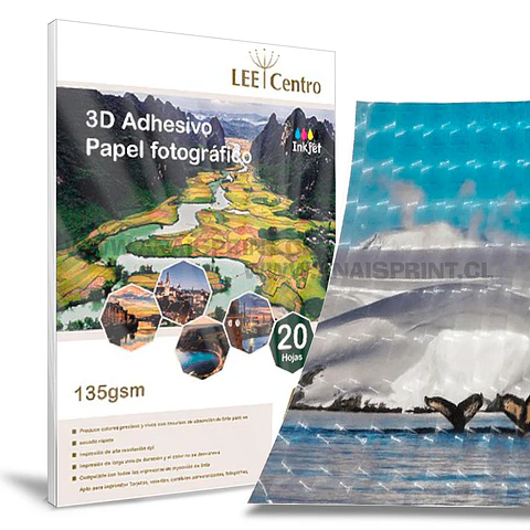 PAPEL FOTOGRÁFICO ADHESIVO 3D 135 GR / A4 / 20 HOJAS