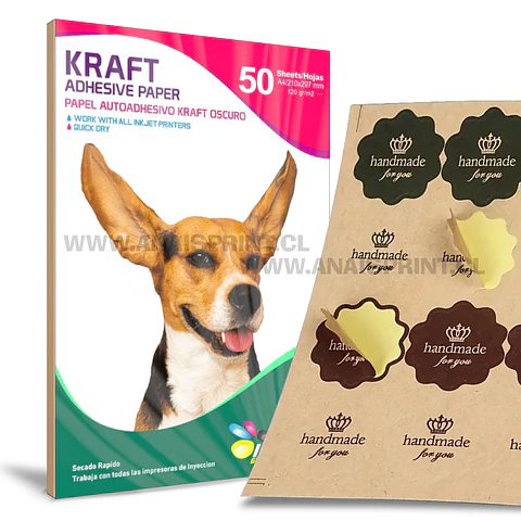 PAPEL ADHESIVO KRAFT OSCURO 120 GR / A4 / 50 HOJAS