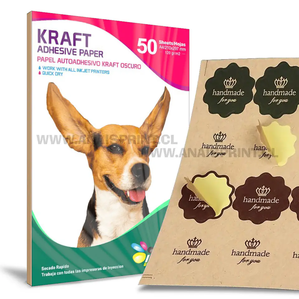 PAPEL ADHESIVO KRAFT OSCURO 120 GR / A4 / 50 HOJAS 1