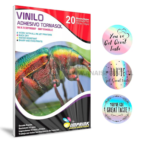 VINILO ADHESIVO TORNASOL HOLOGRÁFICO A4 / 20 HOJAS