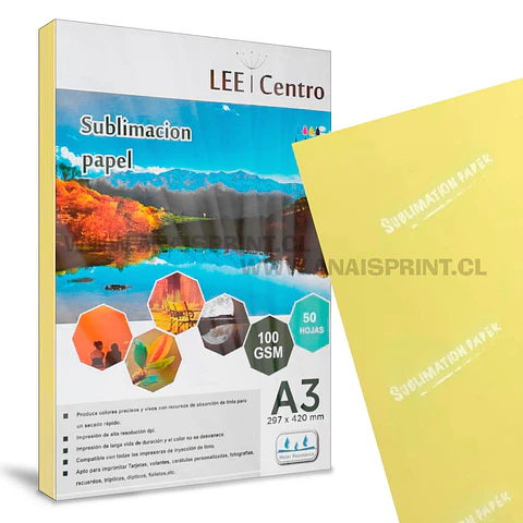 PAPEL DE SUBLIMACION REV. AMARILLO 105 GR / A3 / 50 HOJAS