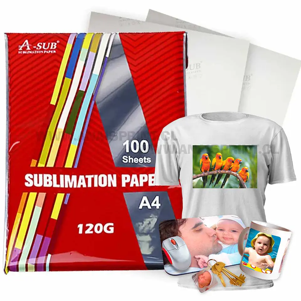 PAPEL DE SUBLIMACION PREMIUM 120 GR / A4 / 100 HOJAS 1