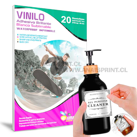VINILO SUBLIMABLE ADHESIVO BLANCO A4 / 20 HOJAS