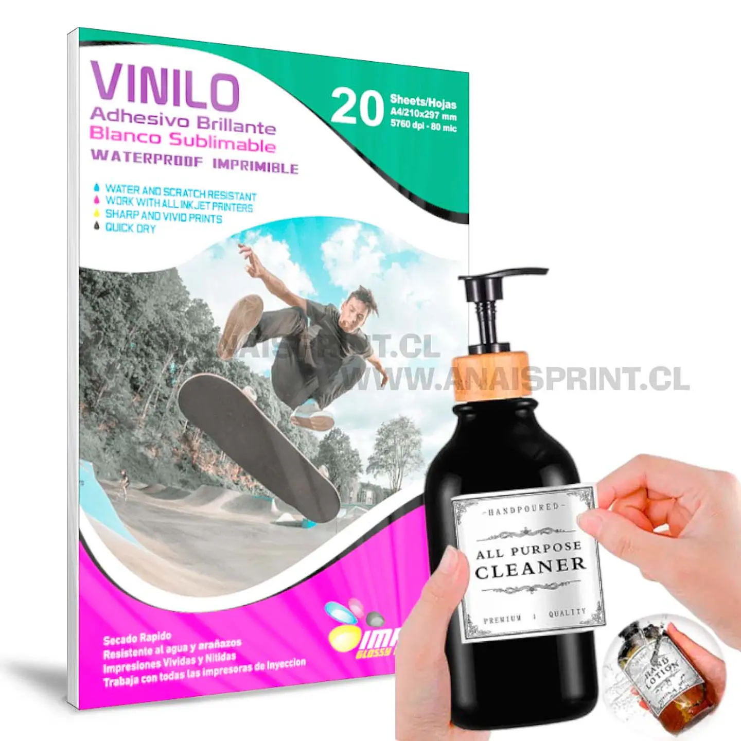 VINILO SUBLIMABLE ADHESIVO BLANCO A4 / 20 HOJAS 1
