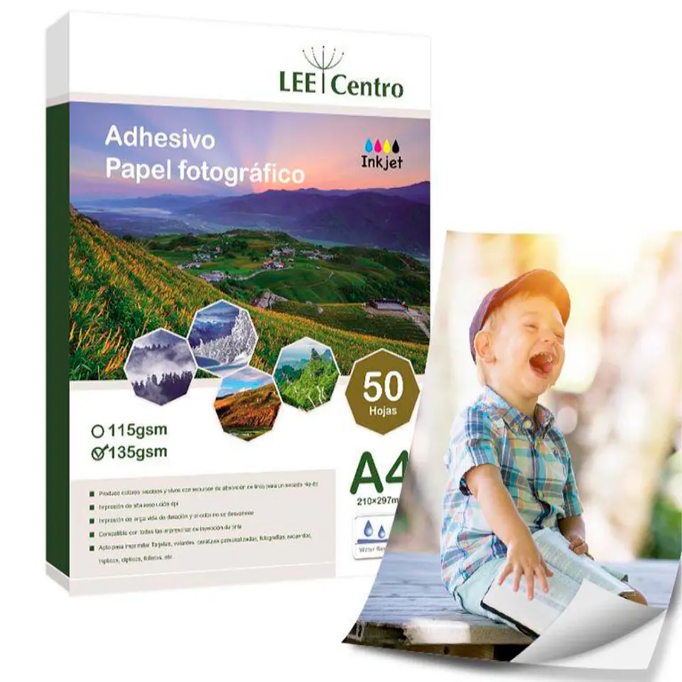 PAPEL ADHESIVO FOTOGRÁFICO BRILLANTE 135 GR / A4 / 50 HOJAS 1