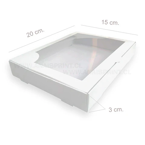 CAJA BLANCA SUBLIMABLE CON VISOR 20X15X3 CMS