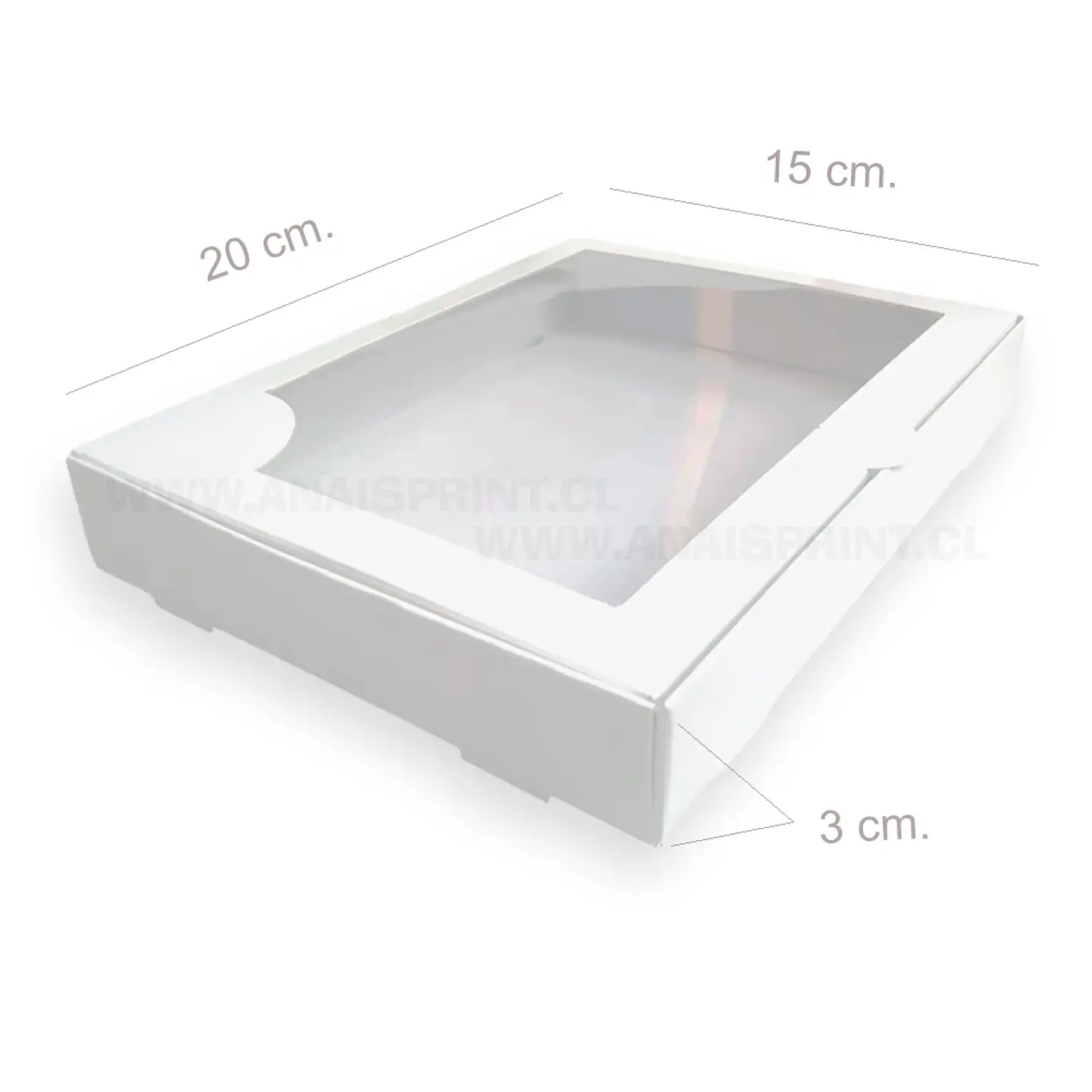 CAJA BLANCA SUBLIMABLE CON VISOR 20X15X3 CMS 1
