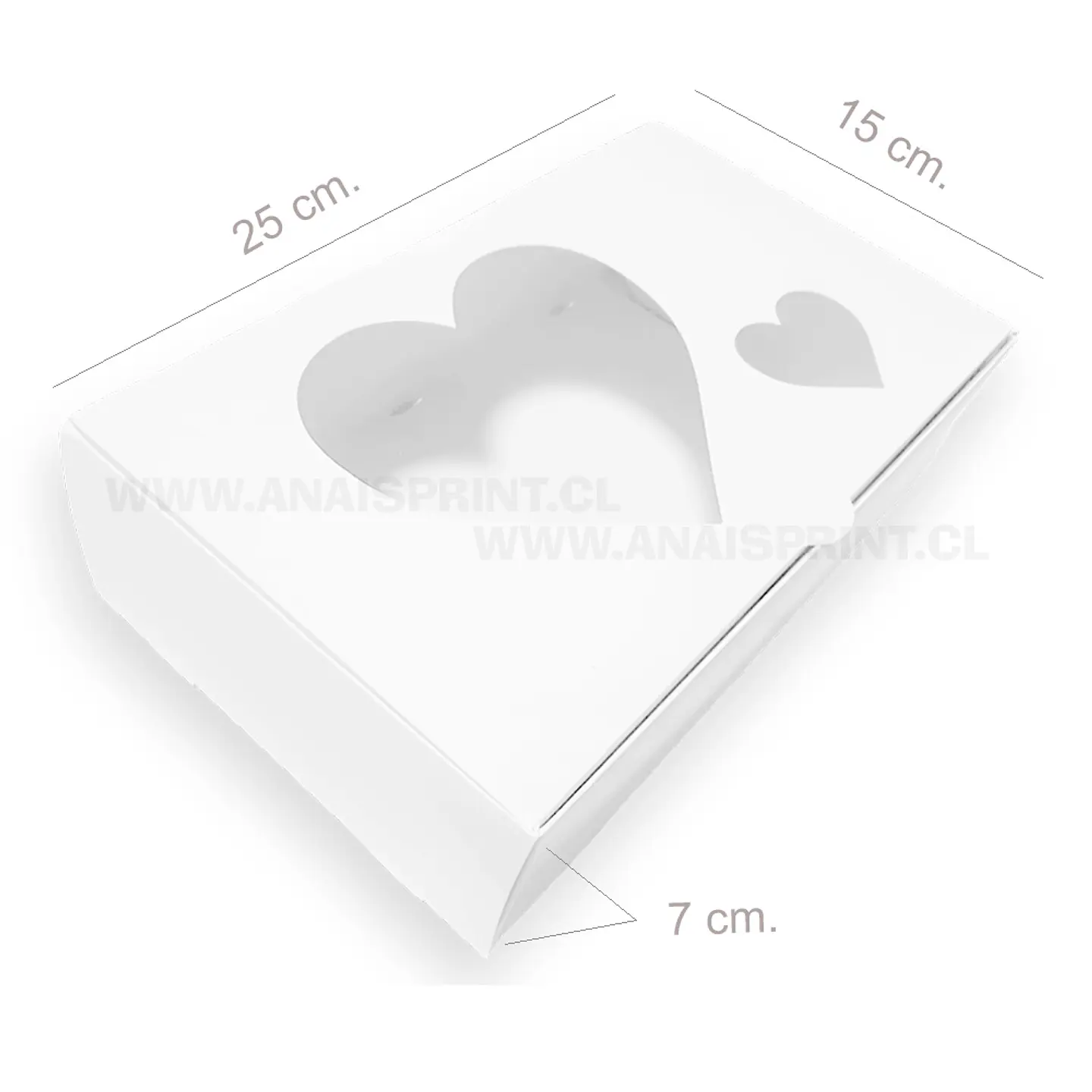 CAJA BLANCA CORAZON SUBLIMABLE CON VISOR 25X15X7 CMS 1