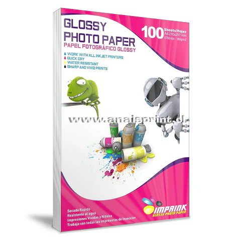 PAPEL FOTOGRÁFICO GLOSSY 180 GR / A4 / 100 HOJAS