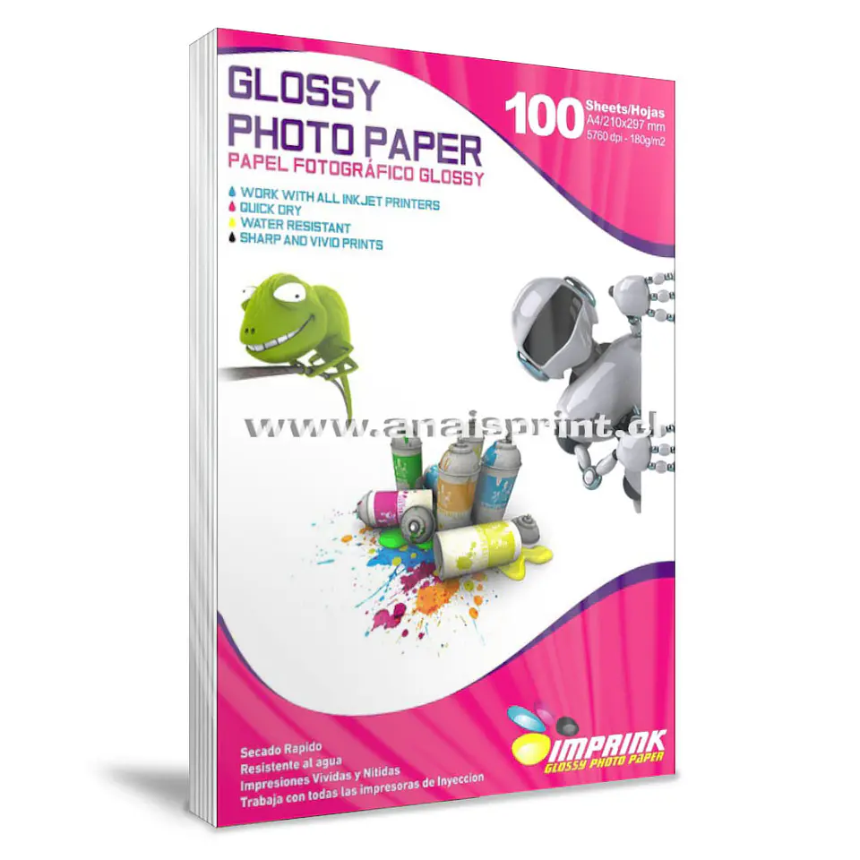 PAPEL FOTOGRÁFICO GLOSSY 180 GR / A4 / 100 HOJAS 1