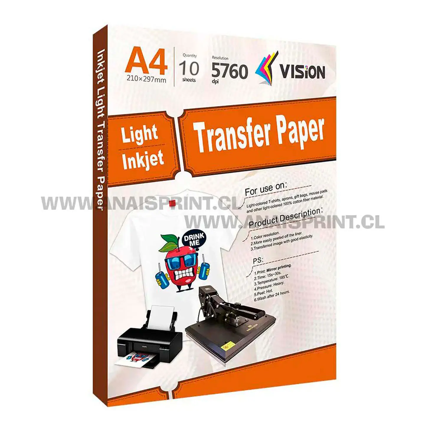 PAPEL TRANSFER TELAS CLARAS A4 / 10 HOJAS 1