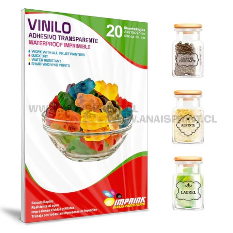 VINILO PVC ADHESIVO TRANSPARENTE A4 / 20 HOJAS