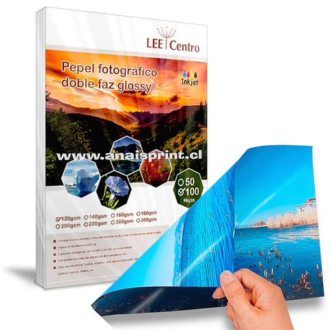 PAPEL FOTOGRÁFICO GLOSSY DOBLE FAZ 120 GR / A4 / 100 HOJAS