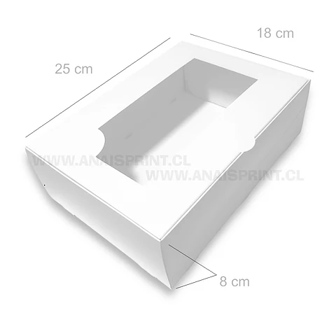 CAJA BLANCA SUBLIMABLE CON VISOR 25X18X8 CMS