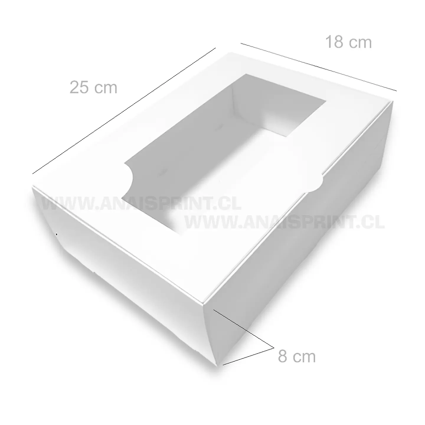 CAJA BLANCA SUBLIMABLE CON VISOR 25X18X8 CMS 1