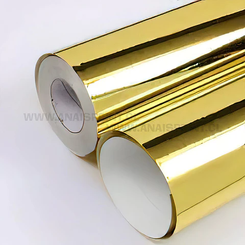 VINILO DECORATIVO CON ADHESIVO DORADO METALIZADO 61 CM X 1 MT