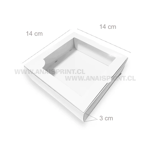 CAJA BLANCA SUBLIMABLE CON VISOR 14X14X3 CMS