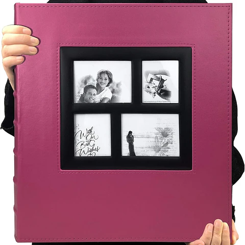 ALBUM FOTOGRAFICO CUERO CON VENTANA PARA 600 FOTOS 10X15 CM