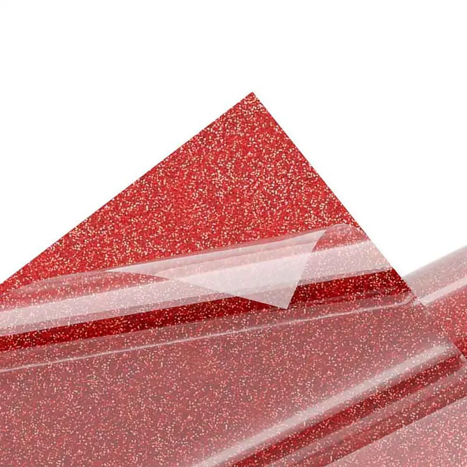 VINILO TEXTIL GLITTER TERMOTRANSFERIBLE  ROJO 50 CM X 1 MT 2
