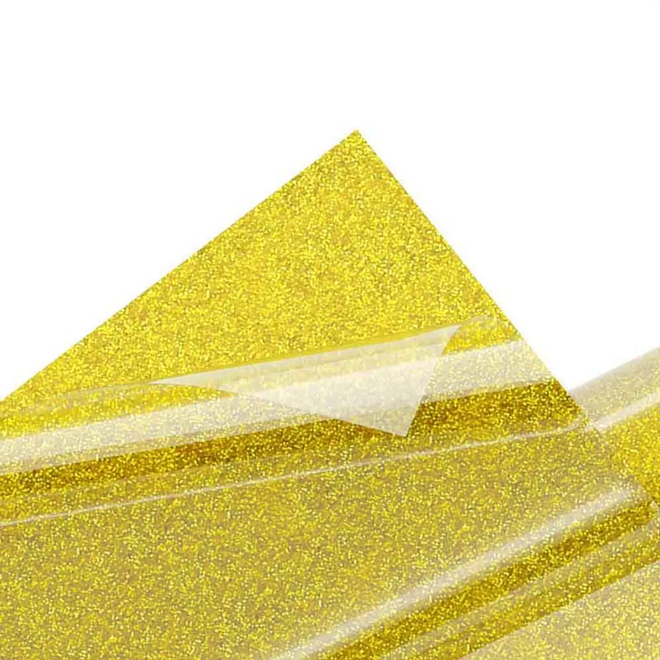 VINILO TEXTIL GLITTER TERMOTRANSFERIBLE  DORADO 50 CM X 1 MT 2