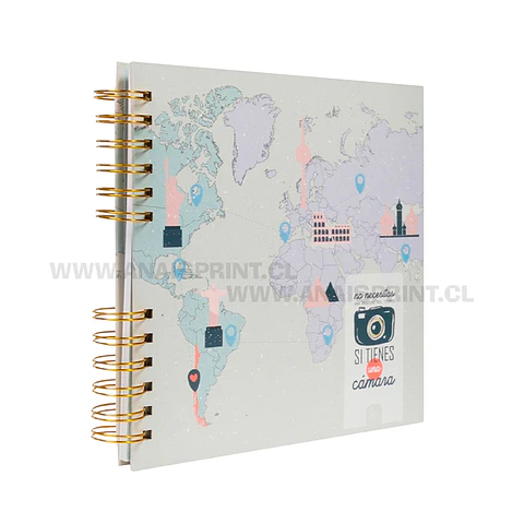 ALBUM SCRAPBOOK DISEÑO MAPA CON 60 HOJAS BLANCAS