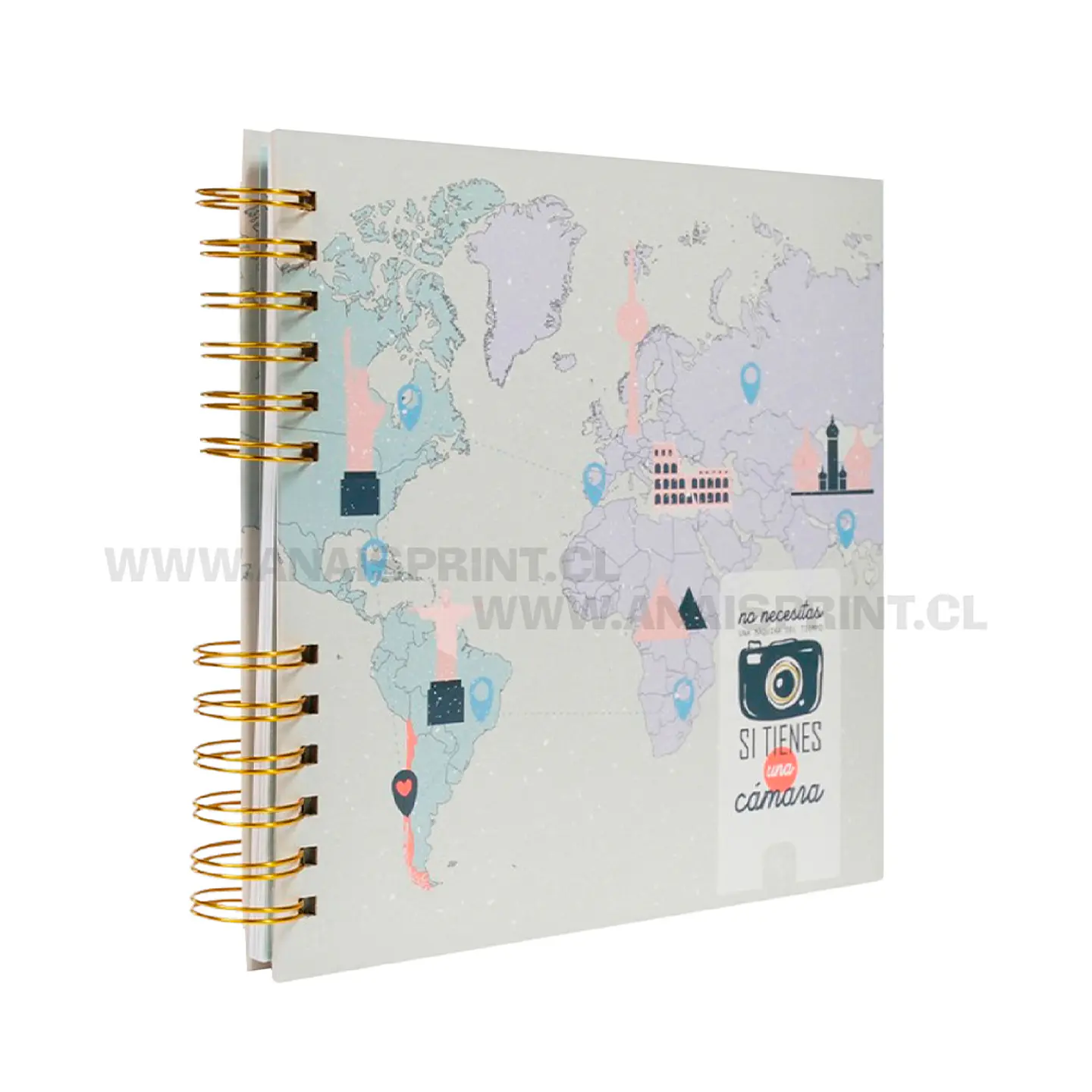 ALBUM SCRAPBOOK DISEÑO MAPA CON 60 HOJAS BLANCAS 1