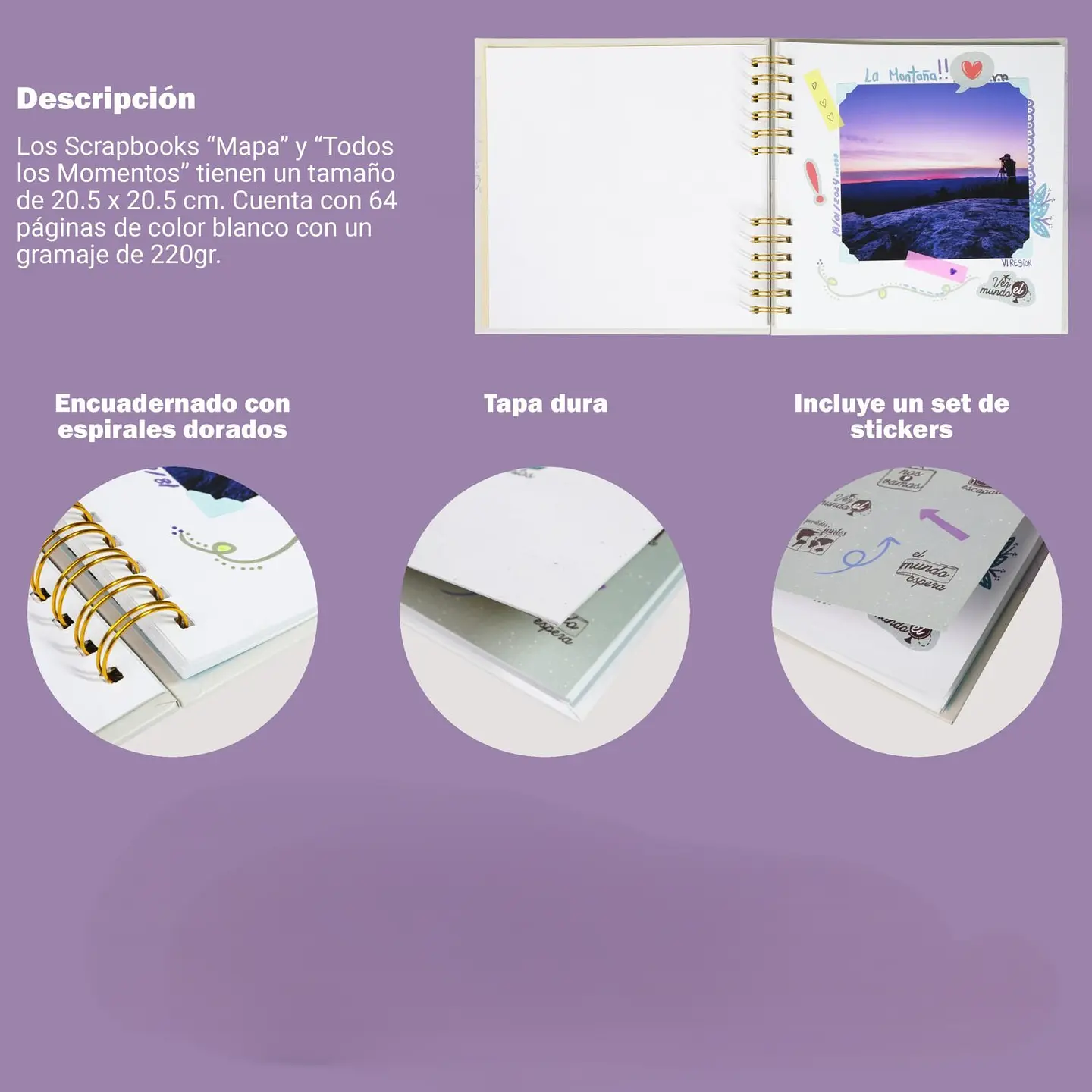 ALBUM SCRAPBOOK DISEÑO MAPA CON 60 HOJAS BLANCAS 2