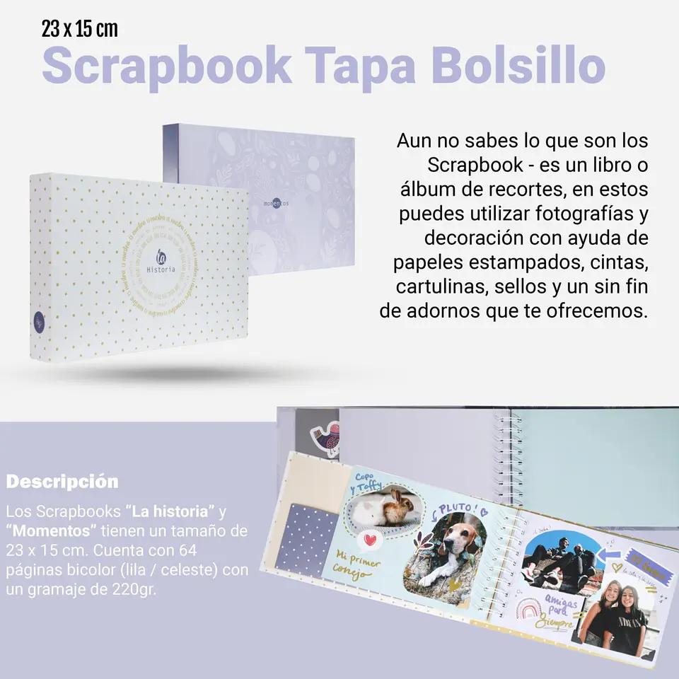 ALBUM SCRAPBOOK TAPA CON BOLSILLO CON 32 HOJAS BICOLOR 3