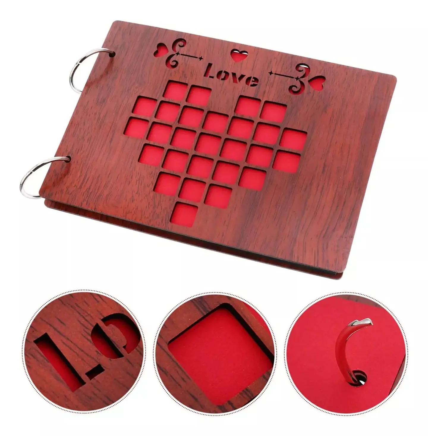 ALBUM BRICOLAJE CORAZON TAPA DE MADERA ANILLADO 1