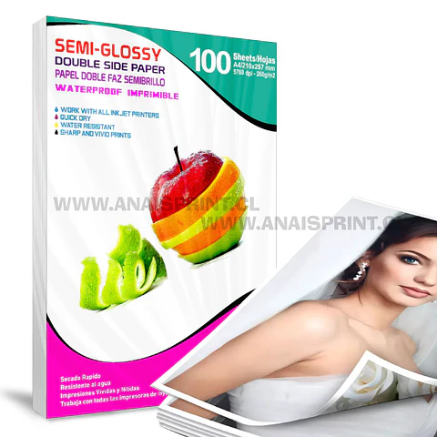 PAPEL FOTOGRAFICO SEMI GLOSSY 260 GR / A4 / 100 HOJAS