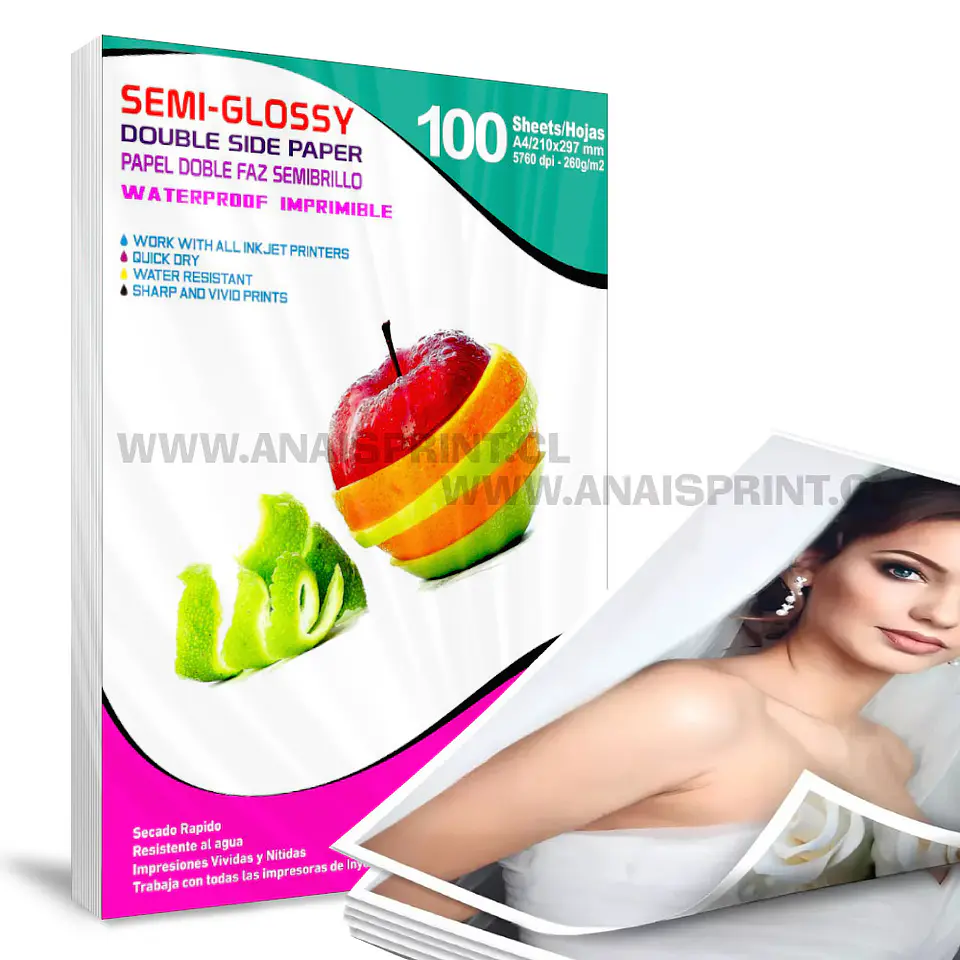 PAPEL FOTOGRAFICO SEMI GLOSSY 260 GR / A4 / 100 HOJAS 1