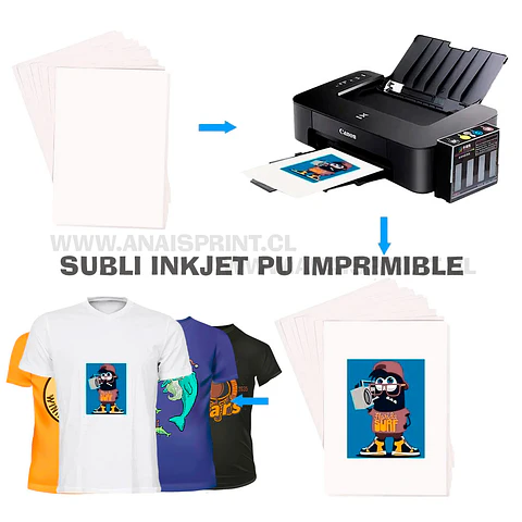 VINILO TEXTIL DE IMPRESIÓN SUBLI INKJET PU A4 / 1 HOJA