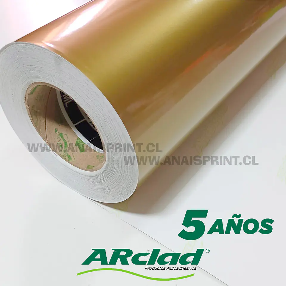 VINILO DECORATIVO CON ADHESIVO 5 AÑOS DORADO 61 CM X 1 MT 1