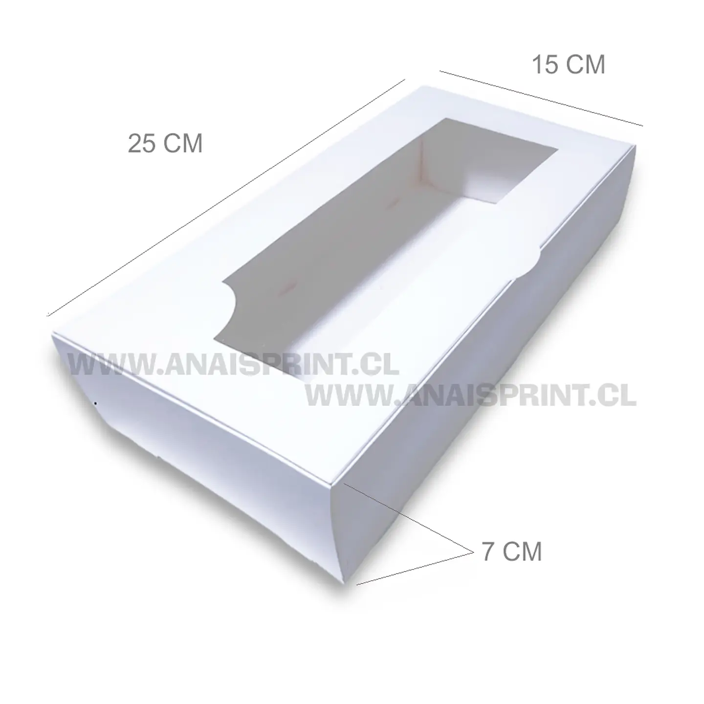 CAJA BLANCA SUBLIMABLE CON VISOR 25X15X7 CMS 1