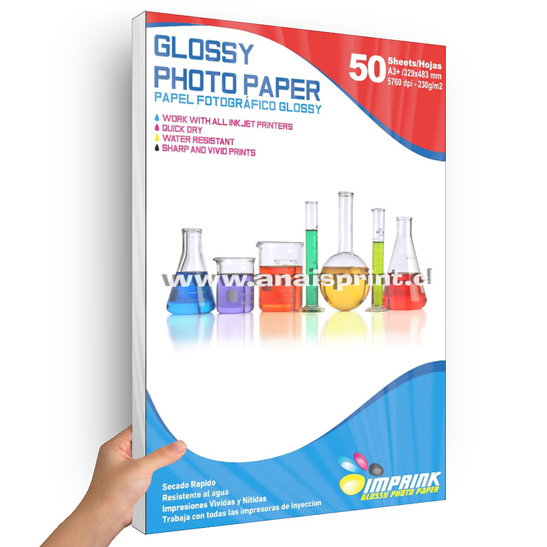 PAPEL FOTOGRÁFICO GLOSSY 230 GR / A3+ / 50 HOJAS