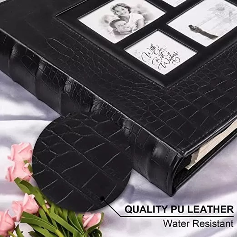 ALBUM FOTOGRAFICO CUERO GRIETA CON VENTANA PARA 500 FOTOS 10X15 CM