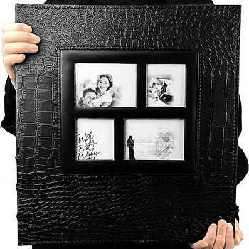 ALBUM FOTOGRAFICO CUERO GRIETA CON VENTANA PARA 500 FOTOS 10X15 CM