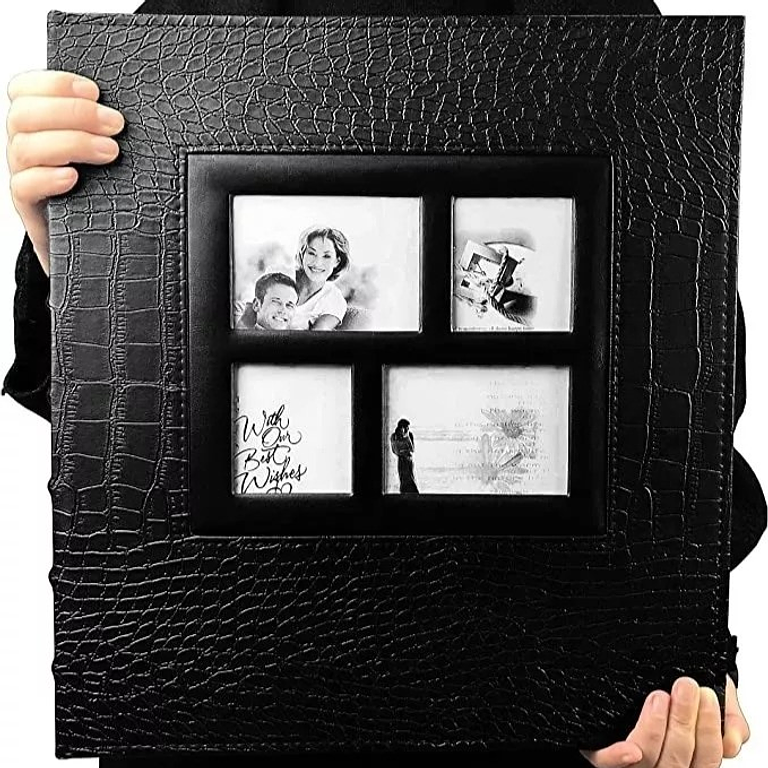 ALBUM FOTOGRAFICO CUERO GRIETA CON VENTANA PARA 500 FOTOS 10X15 CM